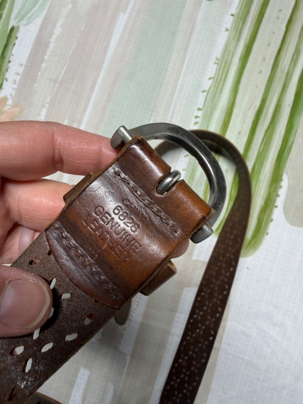 Woman’s Perforated Brown Leather Belt size medium - Picture 5 of 6
